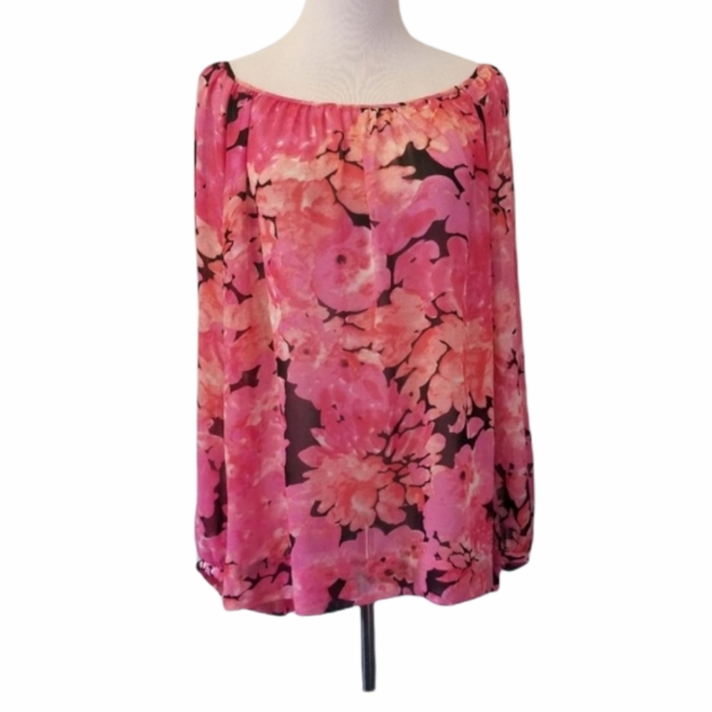 CAbi Pink Floral Blouse